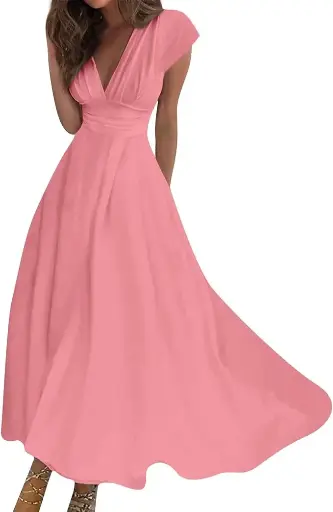 Chic Et Elegant Robe Longue pour Femme Robe Longue Décontractée en Mousseline De Soie Robe Trapèze