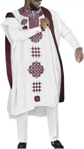 HD Vêtements africains pour Homme Agbada Vêtements Broderie Dashiki Chemises et Pantalons Tenues 3 pièces