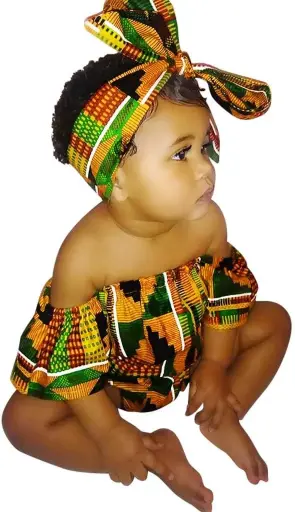 Marque : IMJONO IMJONO Toddler Vêtements Fille Barboteuse Été Ensemble BéBé Fille Imprimé Africain sans Manches Hors Épaule Combinaison Barboteuse +Bandeau Enfant Filles Vest T-Shirt （Multicolore，6-12 Mois