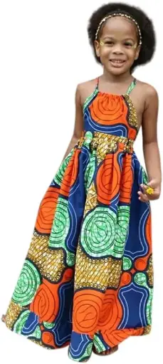 Générique Robes Fille Ete Africaine sans Manche Bébé Sling Style Bohémien Impression Robe Ébouriffer Épaule sans Bretelles Jupe de Plage Voyage Ceremonie Enfant Robe de Soiree Robe Princesse Fille